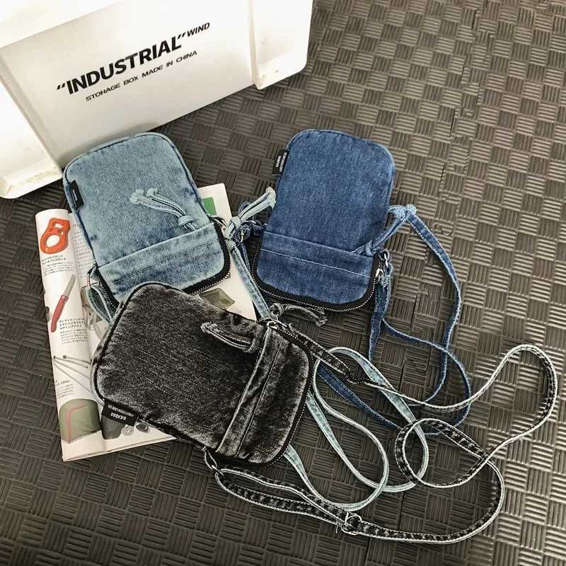Zipper Sewing Thread Womens Shoulder Bag 2025 New Womens Crossbody bags Mobile Phone Bags Hot Selling Design Mini Denim bolso Y250719