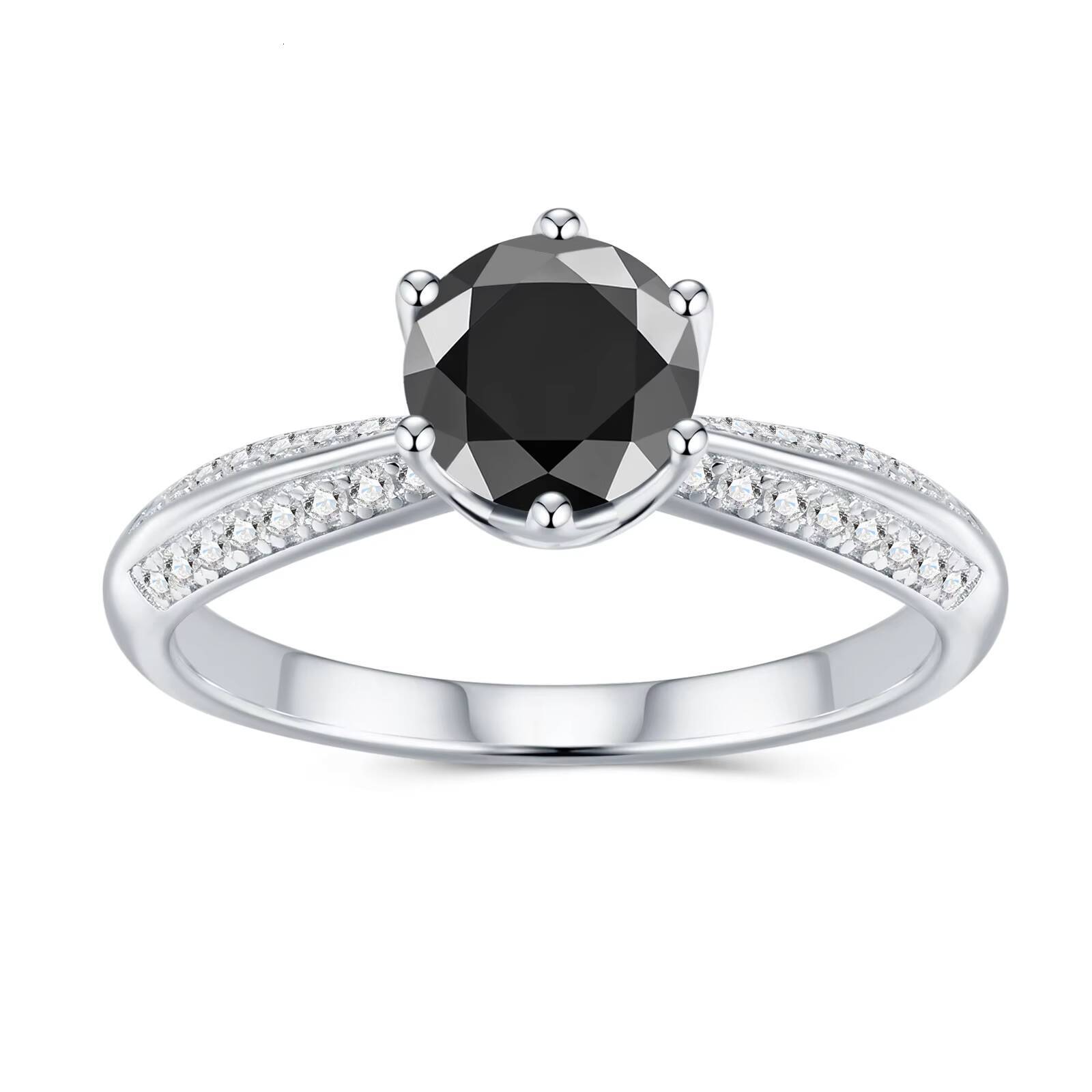 925 Sterling Silver Black Moissanite Ring Ladies Trendy Hot Selling Engagement Wedding Ring