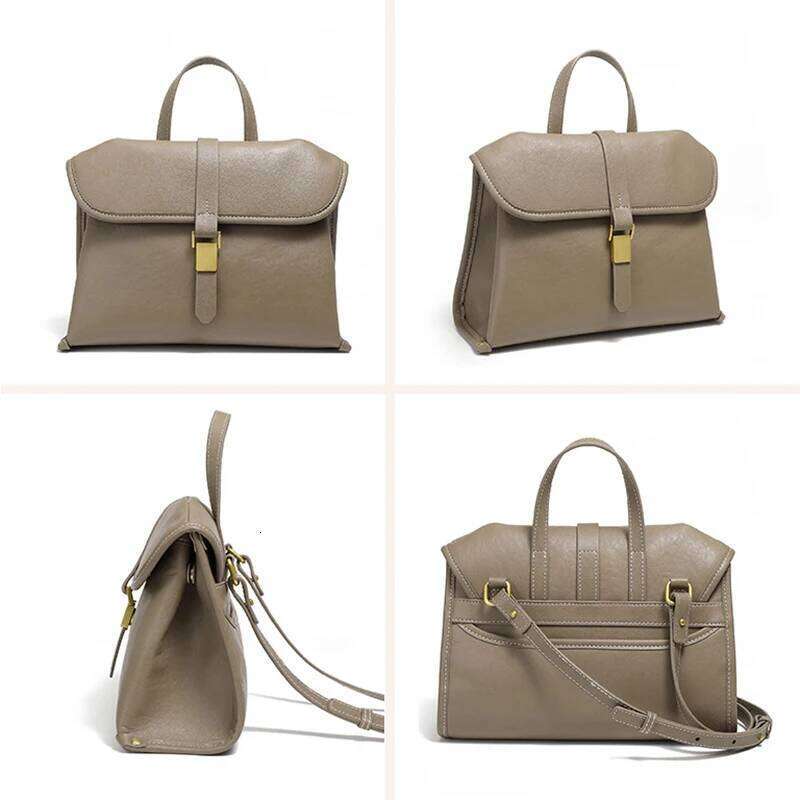 Women's Casual Retro Flip Over Mailman Crossbody Shoulder Bag Ladies Popular Fashion Commuting Versatile Genuine Leather Handbag