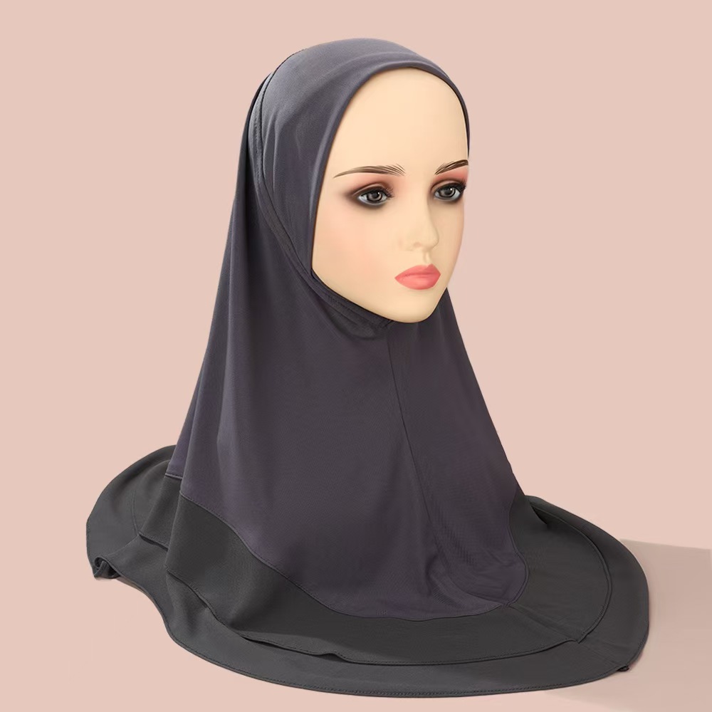 T1267 headband solid color crystal linen double layer round edge chiffon headscarf scarf