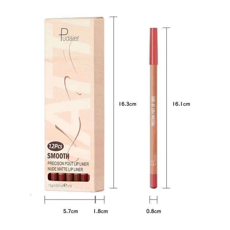 Nude lipliner 12 color red outline waterproof durable gloss lipstick pen lip makeup X250720