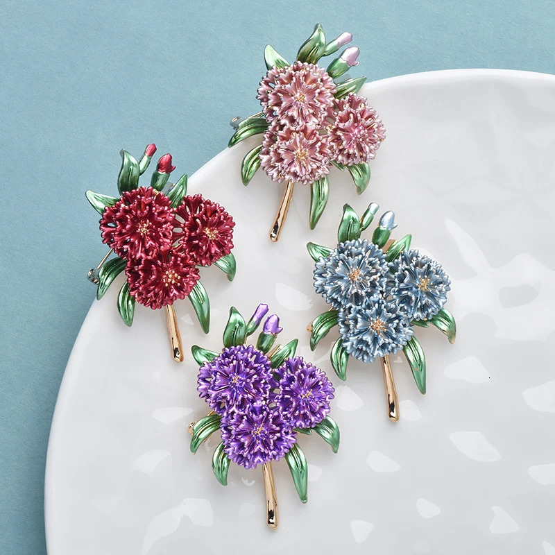 Wuli baby Beautiful Enamel Flower Brooches For Women Lady 4-color Charming Plants Office Party Brooch Pins Gifts 250715