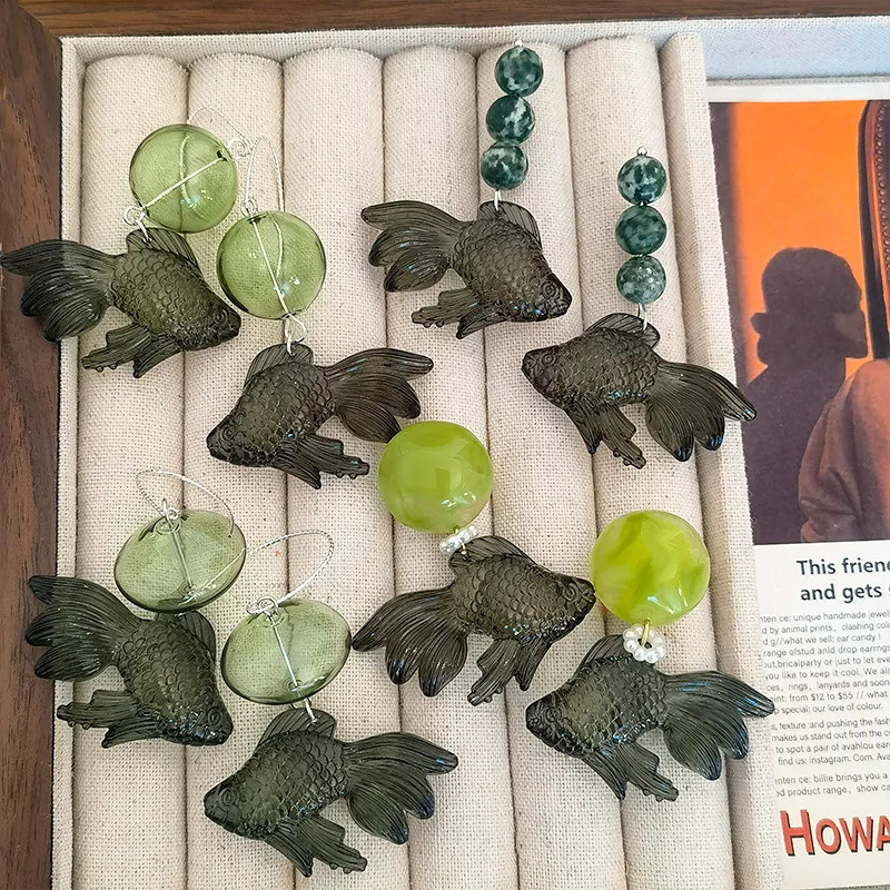 Creative Goldfish Earring Unique Transparent Goldfish Pendant Earring Cute Koi Fish Drop Earrings Statement Jewelry Wholesale 250715