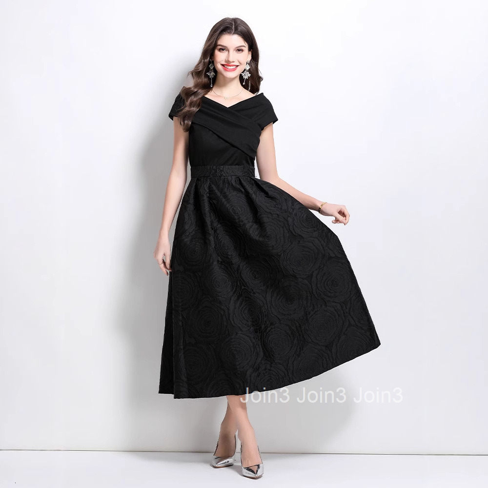 2652 Spring New Heavy Jacquard Off-Shoulder Dress