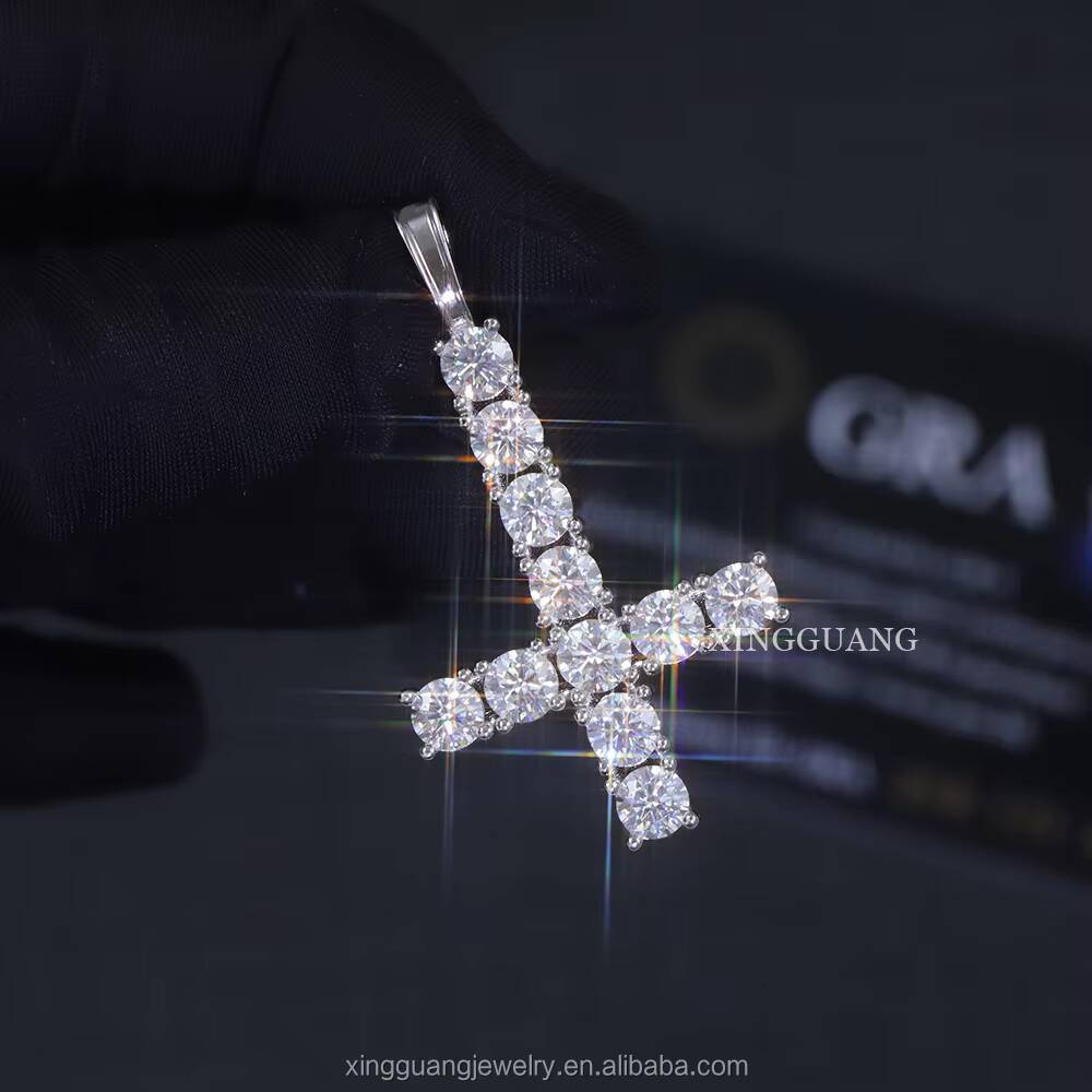 New Design Cross Pendant Real 925 Silver VVS D GRA Moissanite Diamond Pendant Fine Jewelry Hip Hop Pendant Custom for Men Women