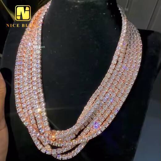 Hot Sale 5mm VVS Moissanite 925 Silver Pass Diamond Tester Hip Hop Jewelry Bracelet Necklace Iced Out Diamond Tennis Chain