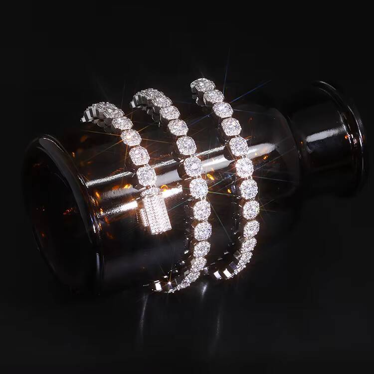 XG Pass Diamond Tester Cluster Tennis Moissanite Chains 925 Silver Tennis Chain Necklaces Vvs Moissanite Tennis Chains