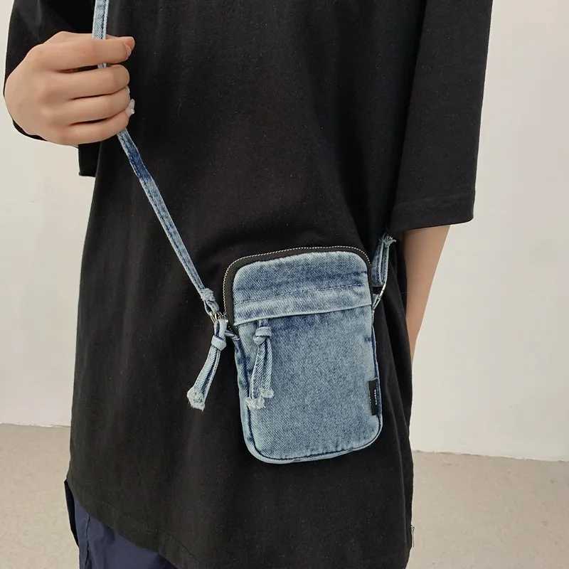 Zipper Sewing Thread Womens Shoulder Bag 2025 New Womens Crossbody bags Mobile Phone Bags Hot Selling Design Mini Denim bolso Y250719
