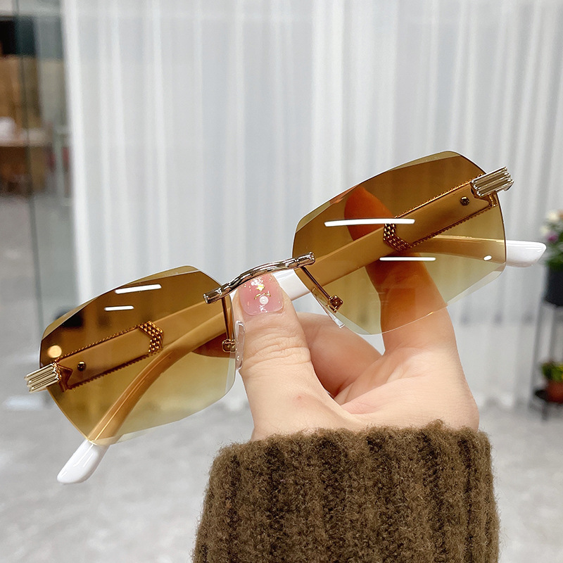 Designer Sunglasses For Women Men Gradient Square Sunglasses Frameless Marble Sunglasses Luxury Polarized Goggle Pilot Frame Oversized UV400 Eyewear S