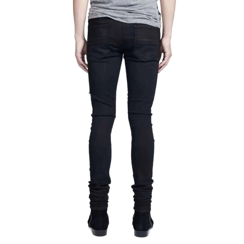 2024 Rhinestone Studded Black Personality Slim Fit Stretch Men's Jeans