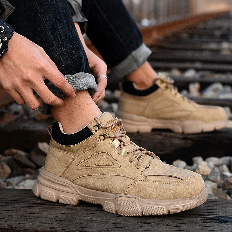 Waterproof Men Safety Boots With Steel Toe Cap Anti-smash Work Sneakers Safety Shoes Men Mining Outside Work Light Footwear 250717