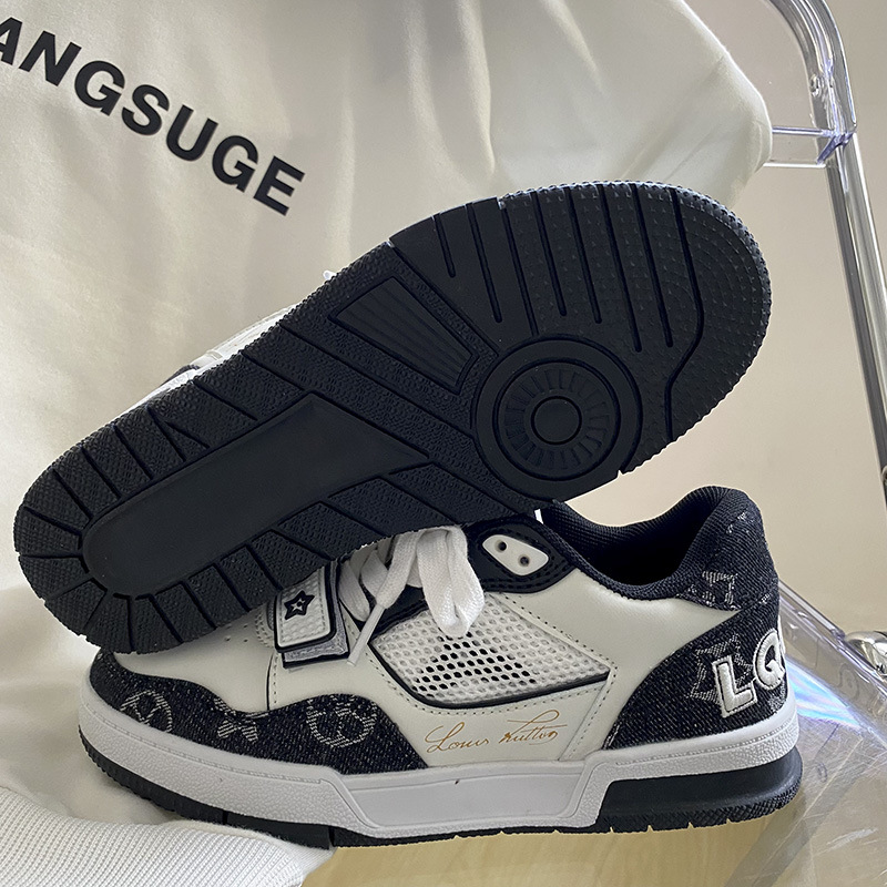 new Popular trendy ins student - oriented niche black - and - white color - blocked - strapped sneakers for women. Chic and versatile couple - matchin