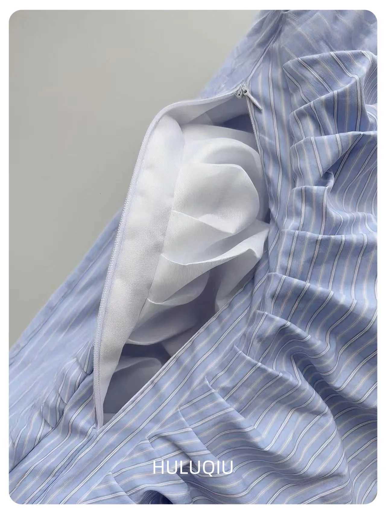 Pleated Striped Dumpling Hobo Bag Solid Color Korean Soft Cotton Phone Purse Stylish Underarm Shoulder Shopping Bag Y250719