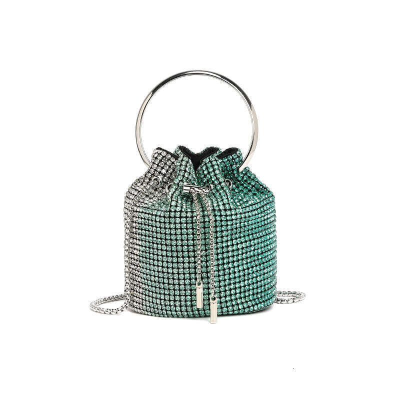 2025 Fashion Handbag for Women Versatile Handmade Rhinestone Chain Shoulder Mini Bucket Handheld Crossbody Bag