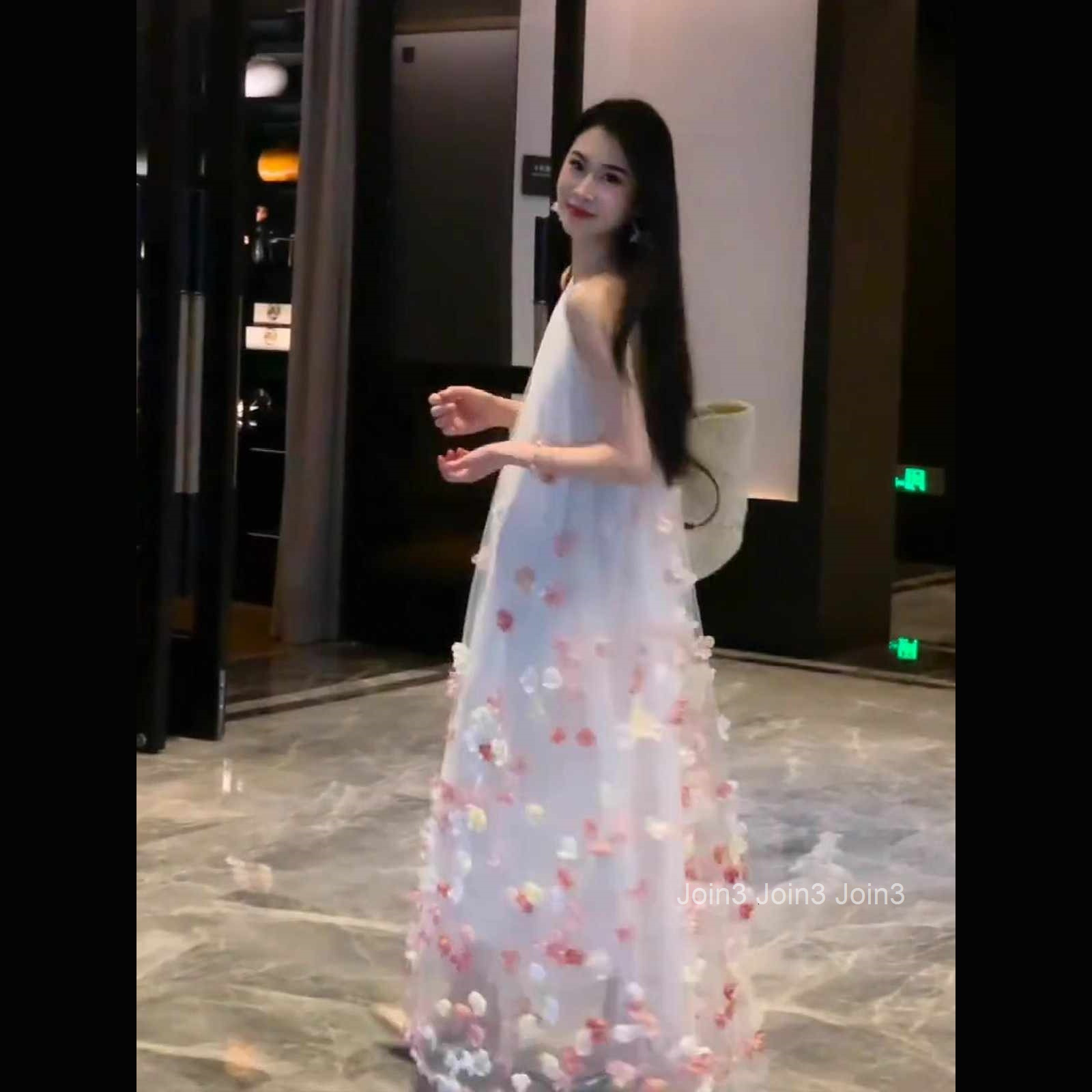 French Style Sleeveless Halter Neck Three-Dimensional Floral Dress for Women 2025 Summer Beach Vacation Elegant Long Dress