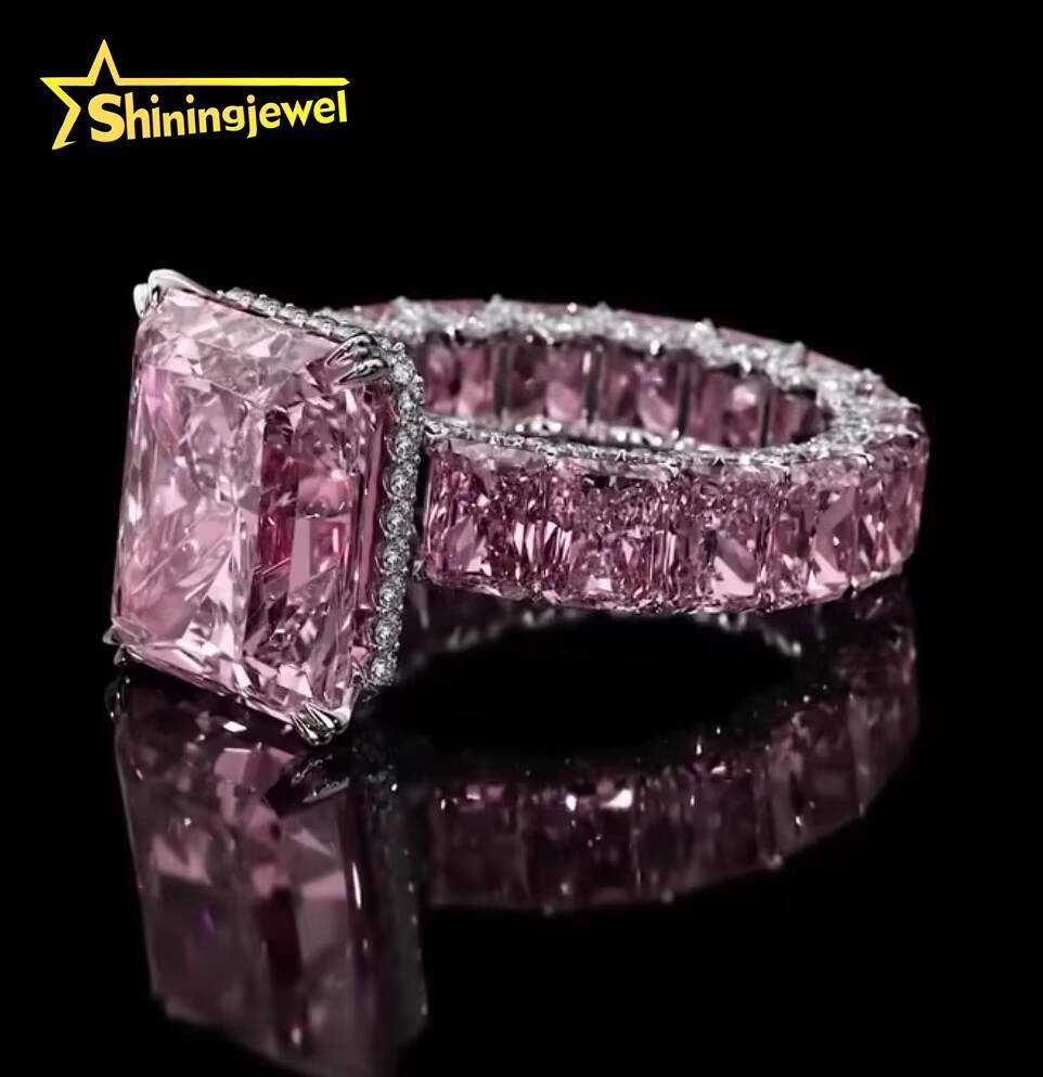 Customized Unique Wedding Bridal Jewelry 10K 14K Solid Gold IGI Certificates White Radiant Lab Diamond Eternity Band Ring