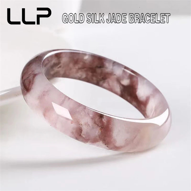 Natural Hetian Golden Silk Jade Bangle Charms Fashion Fine Jewelry Sets er Women Bracelet Souvenir Holiday Gifts 250716