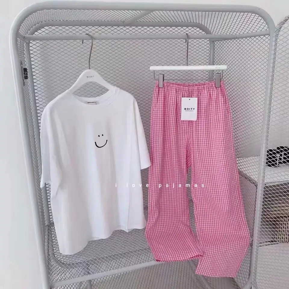 Summer Ladies Pajamas Loungewear Sets Spring and Autumn Short Sleeve Female Student Sleepwear 250717