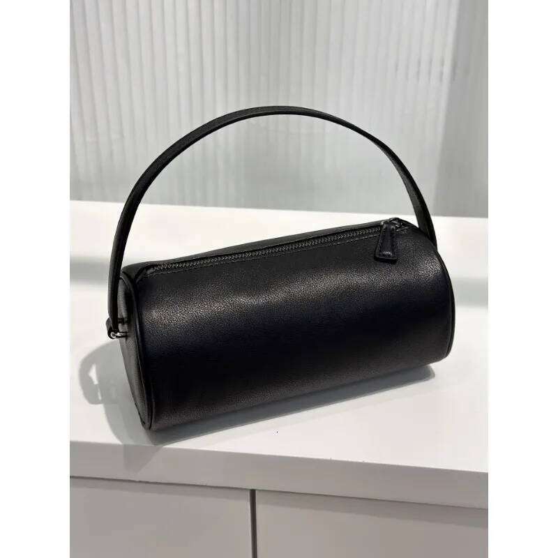 Women's Designer Bag Cylinder Handbag Full Inside And Out Niche New Design Old Money Style Simple Retro Leather Women's Bag Casual Versatile