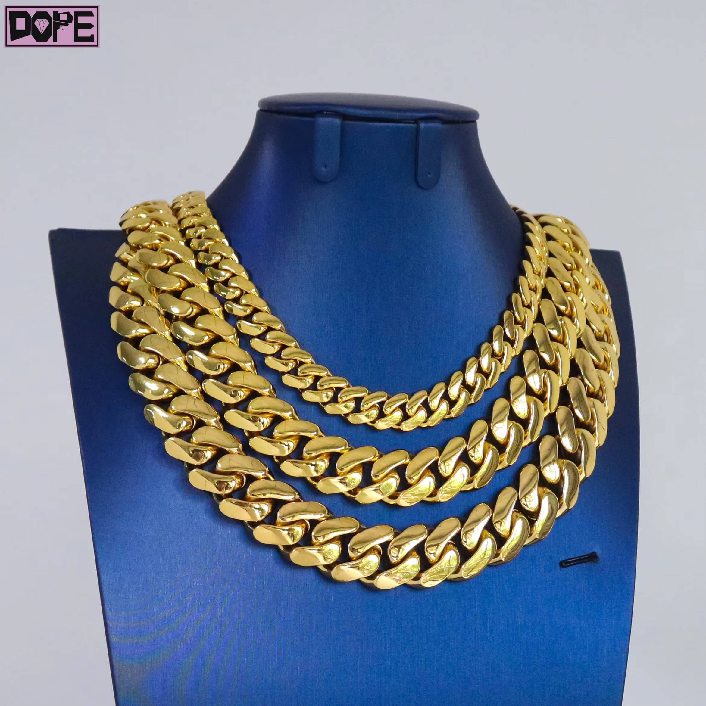 Custom Gold Miami Cuban Link Chain 14K 18K Gold Plating 925 Sterling Silver Cuban Link Chain