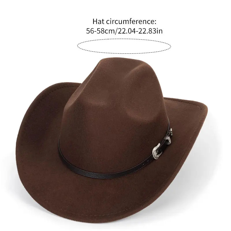 Western Cowboy Hat Wide Brim Western Cowboy Hat Womens Classic Roll Up Fedora Hat with Buckle Belt250724