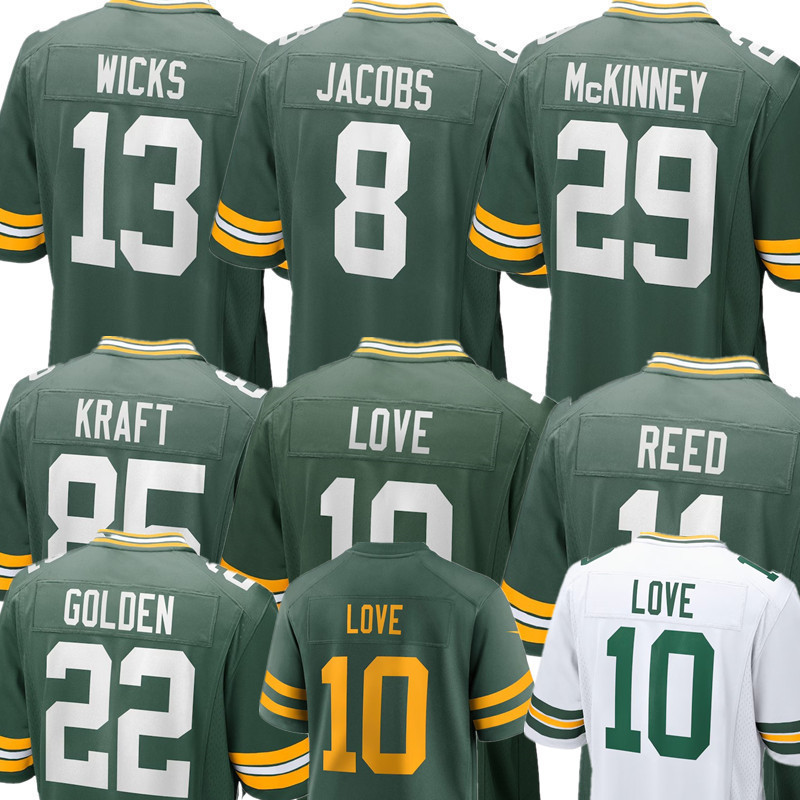 Jordan Love Josh Jacobs Jayden Reed Matthew Golden Tucker Kraft Edgerrin Cooper Christian Watson Lukas Van Ness Romeo Doubs Kenny Clark Quay Walker Football Jersey