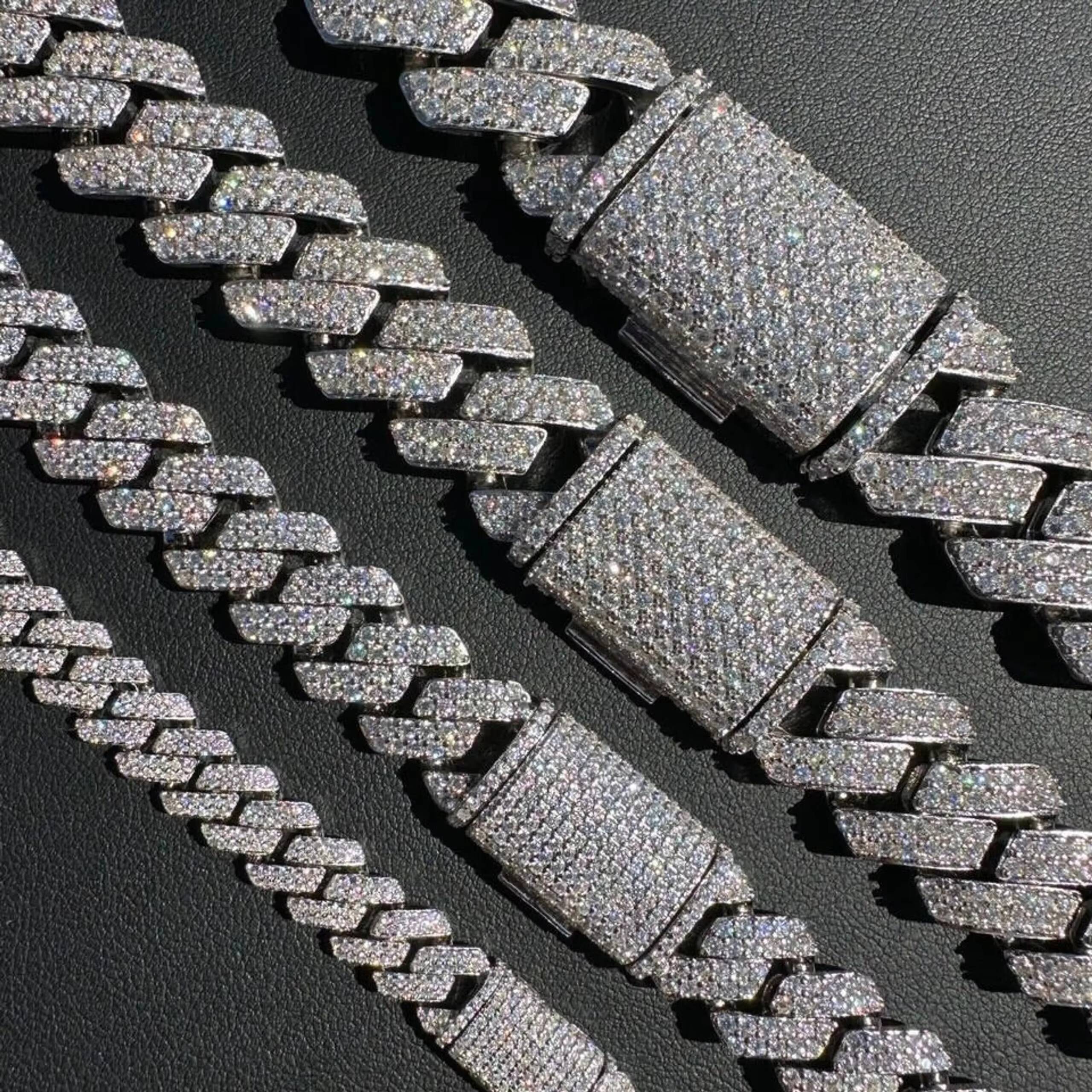 VVS Moissanite Diamond Real Miami Cuban Link Chain Iced Gold 925 Silver Necklace Hip Hop Diamond Cuban Chain for Men