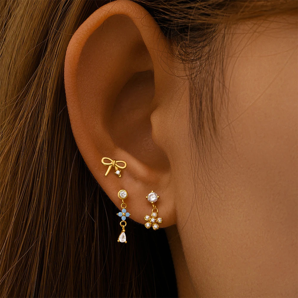 Aide 925 Sterling Silver 1pc Y2K Zircon Dangling Tassel Chain Screw-Back Stud Earrings For Women Simple Fine Jewelry Pendientes 250715