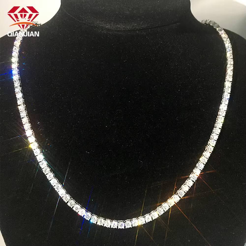 Luxury Mens 16-18 Inch Tennis Chain Necklace 925 Sterling Silver D VVS Moissanite Diamond Chain Party Jewelry