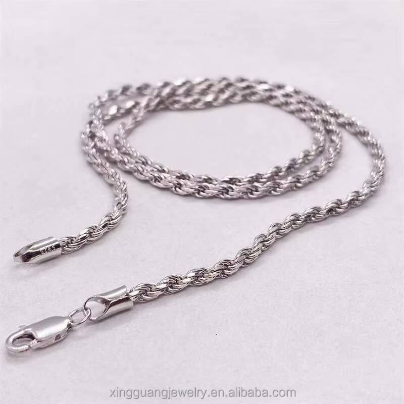 XG Factory Price Hip Hop Rope Silver Chains Solid 925 Sterling Silver Gold Plate Fine Jewelry Necklaces for Men Women