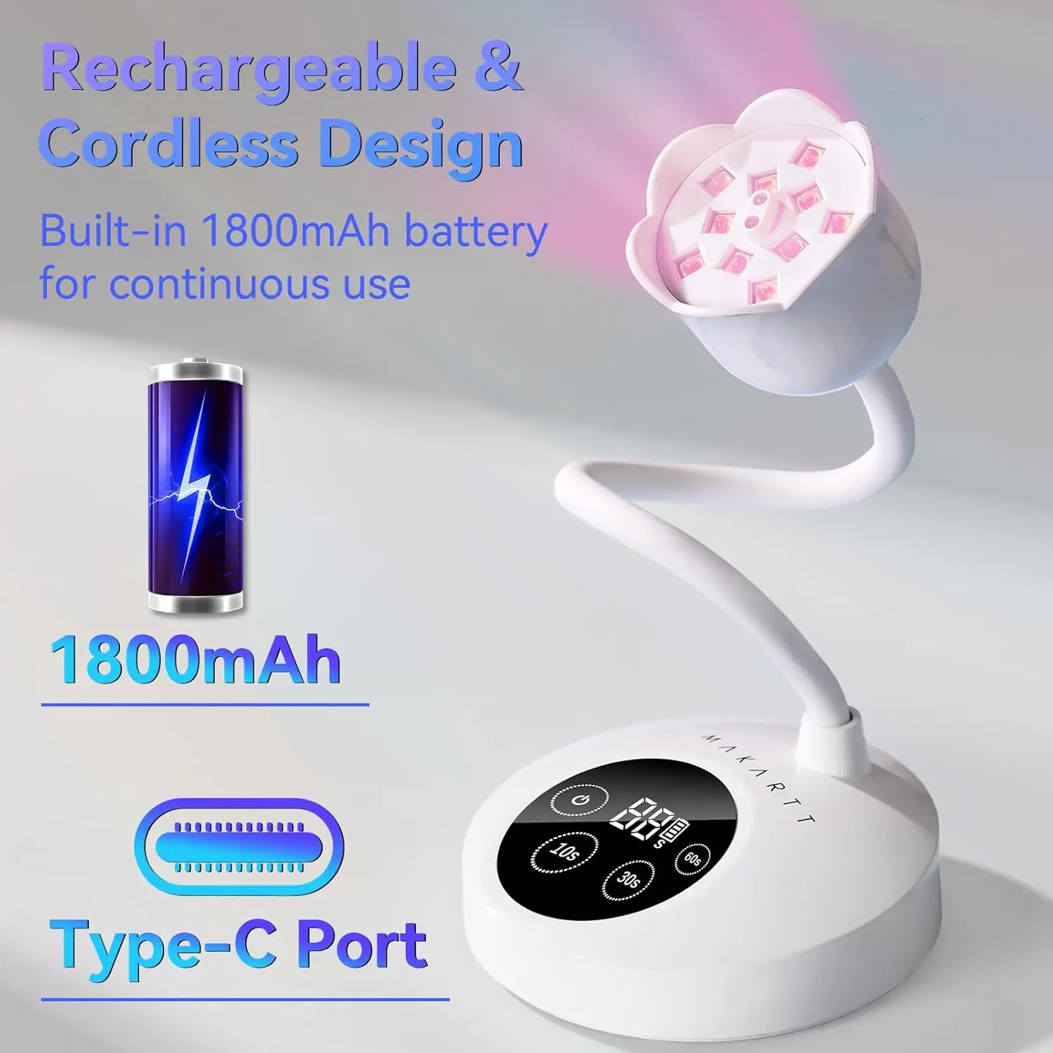 Makartt UV Nail Lamp Portable Rechargeable LED Light with Sensor for Nail ExtensionGel Polsih Rhinestone Glue Gel Flash Cure 250716