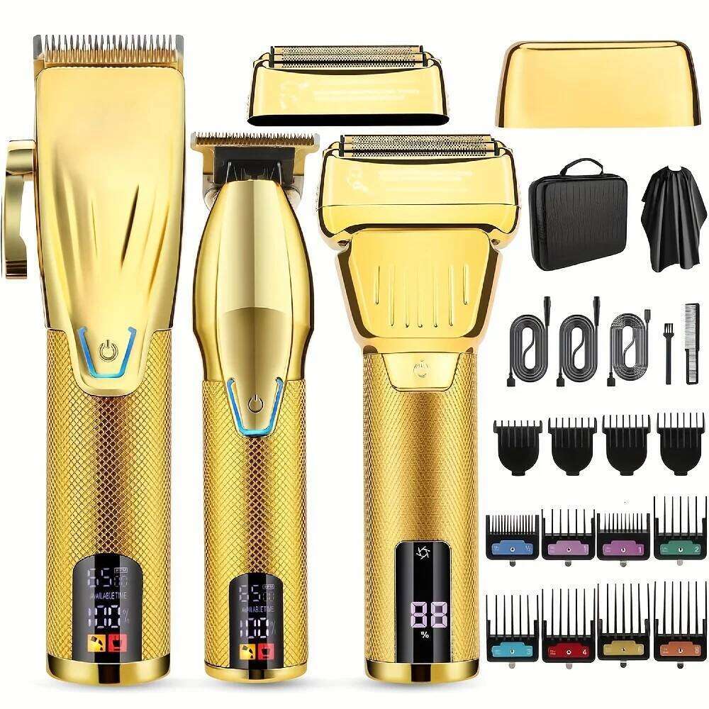 3pcs Professional Beard Electric Razor Shavers For Men Barber Cordless Clippers Hair Trimmer