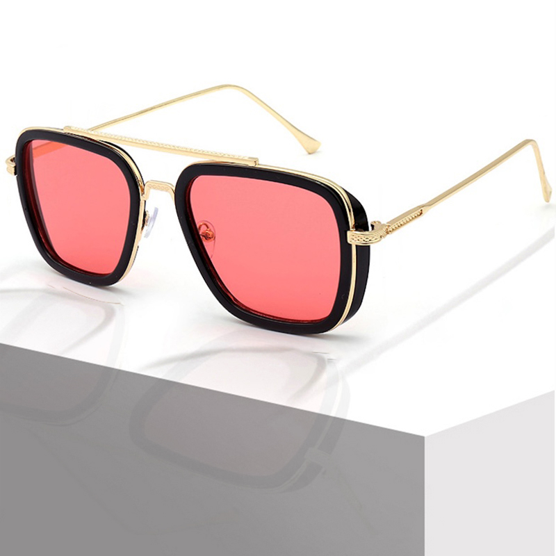 Square Pilot Sunglasses Designer New Mens UV400 dual beam Fashion European and American Metal Frame Korean Glasses Retro UV Protection Steampunk Tony 