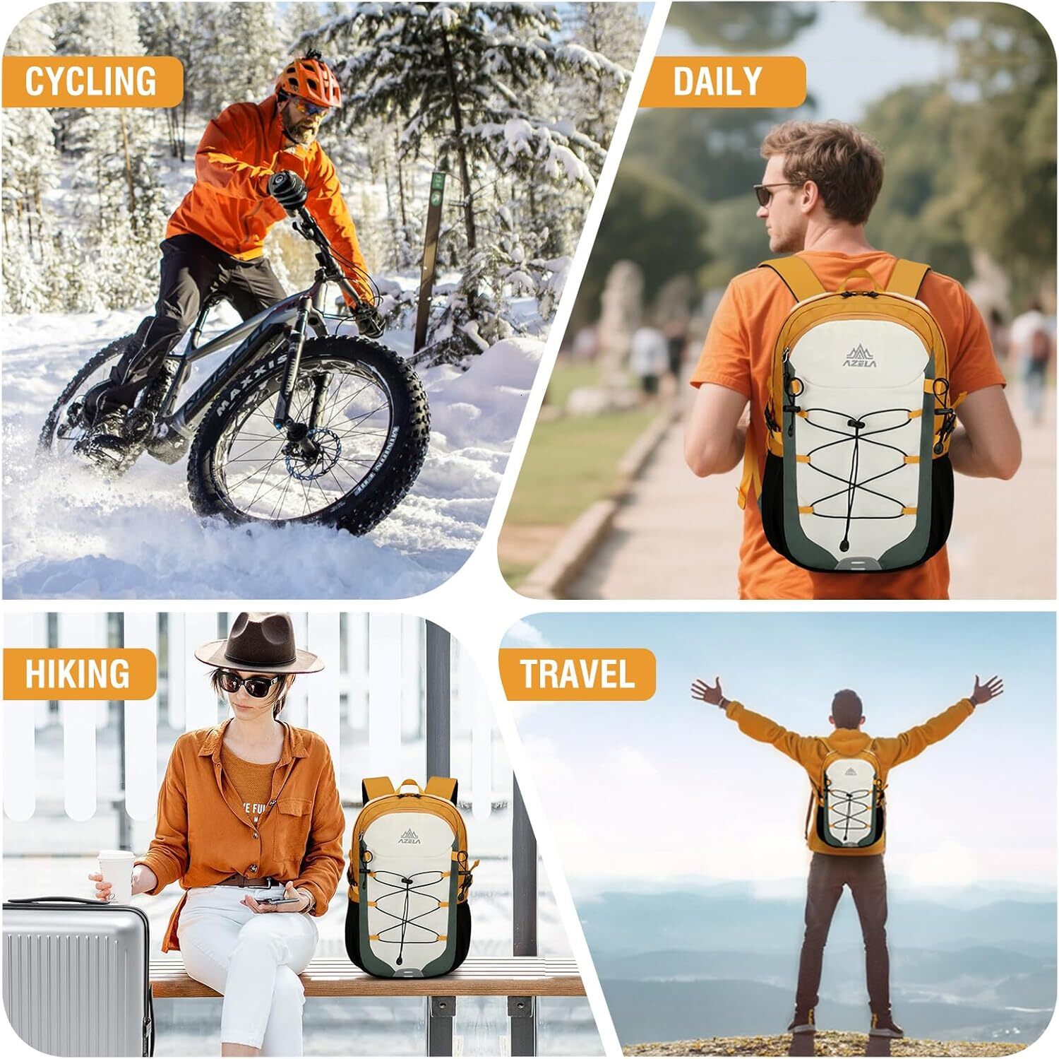 755 442 30L Hiking Rain Cover, Water Resistant Travel Backpack with Laptop Compartment (Fits 15.6") for Trekking, Camping, School (Green)