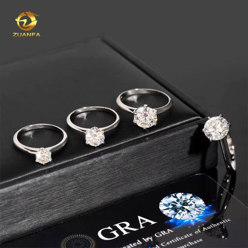 0.5ct 1ct 2ct 3ct Moissanite Engagement Rings 925 Silver 6 Prong Set Women Wedding Ring Pass diamond tester Solitaire ring