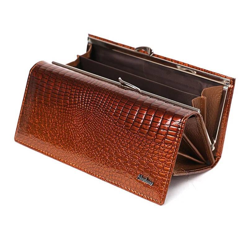 Long Women Genuine Wallet Cow Female Purse Brand Women's Leather Wallets Alligator Pattern Ladies Purses