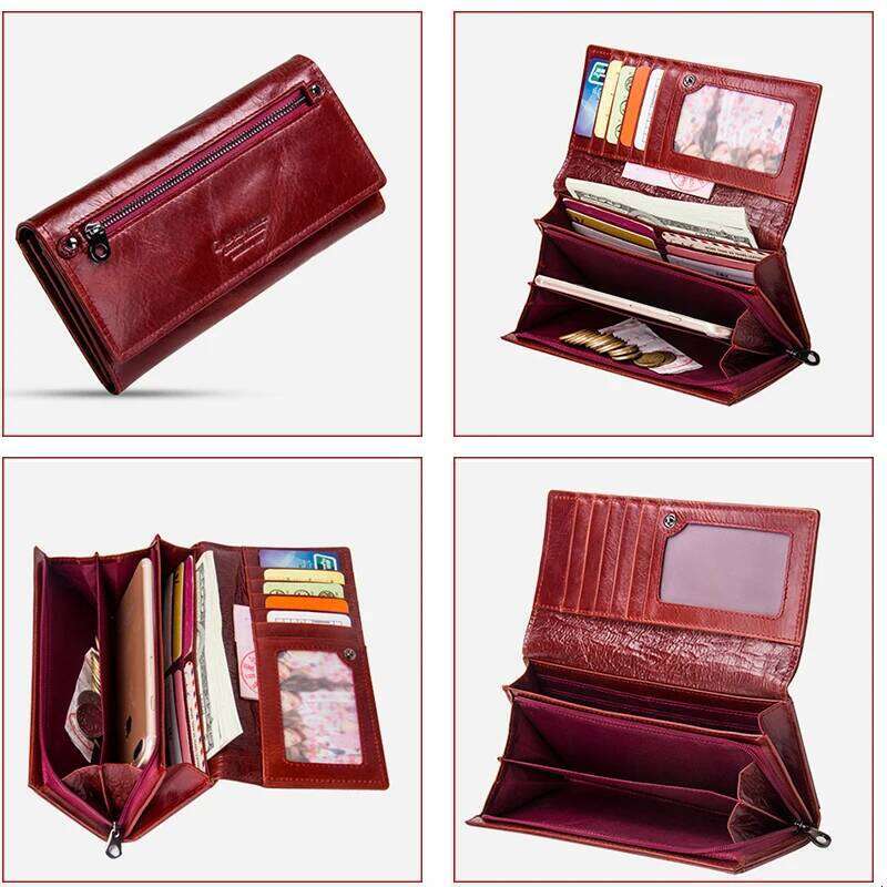 Coin Purse Long Wallet Female Famous Brand Card Holders Cellphone Pocket Genuine leather Women's Wallets High Quality