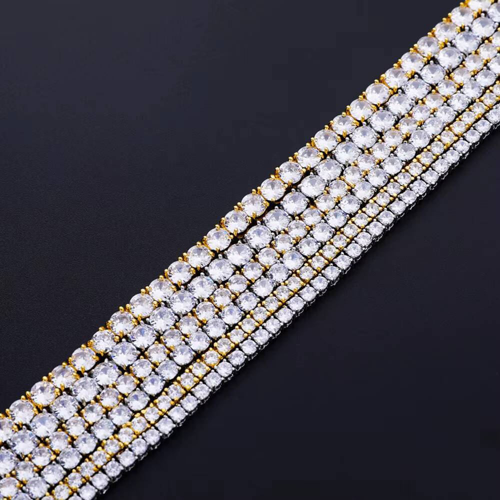 Wholesale Price 925 Silver with 5A Quality Moissanite Diamond 3mm-5mm Wide Tennis Necklace/bracelet Chain