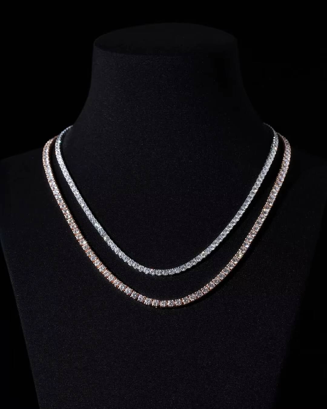 Luxury Moissanite Tennis Chain Necklace for Men Women 14K Gold Plated Iced Out Cuban Link Hip Hop Jewelry Custom Length