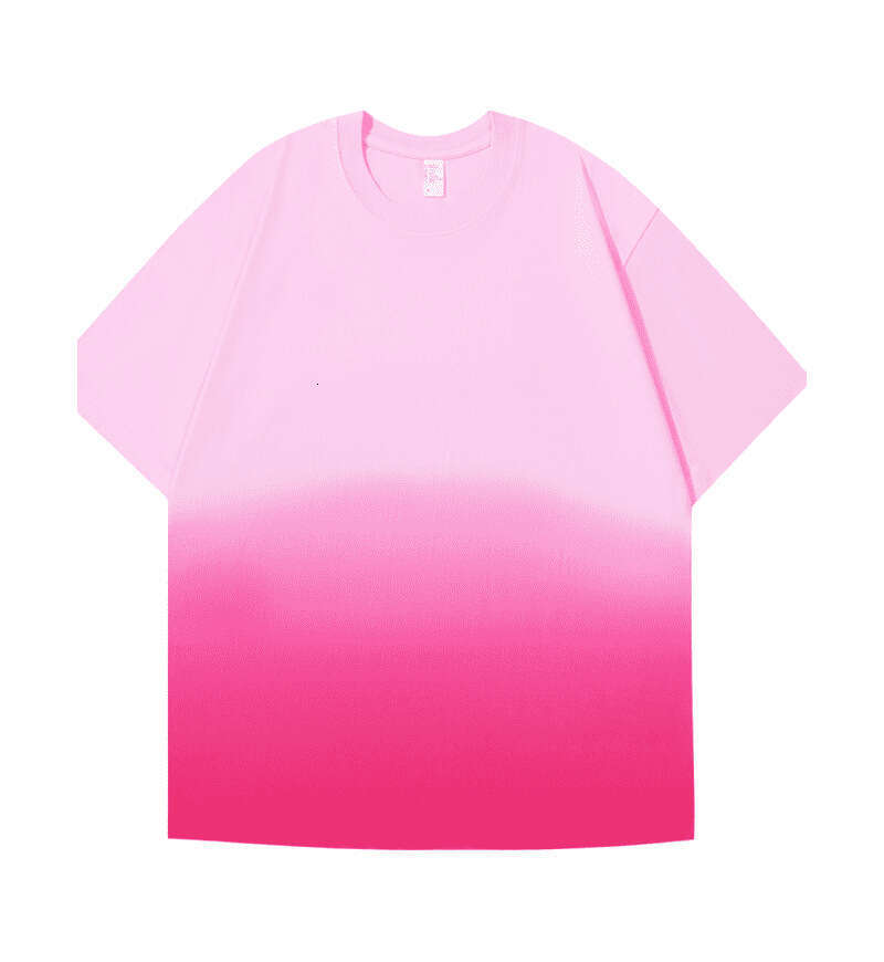 250g Gradient Color Loose Round Neck Trendy Brand Summer Short Sleeve T-Shirt