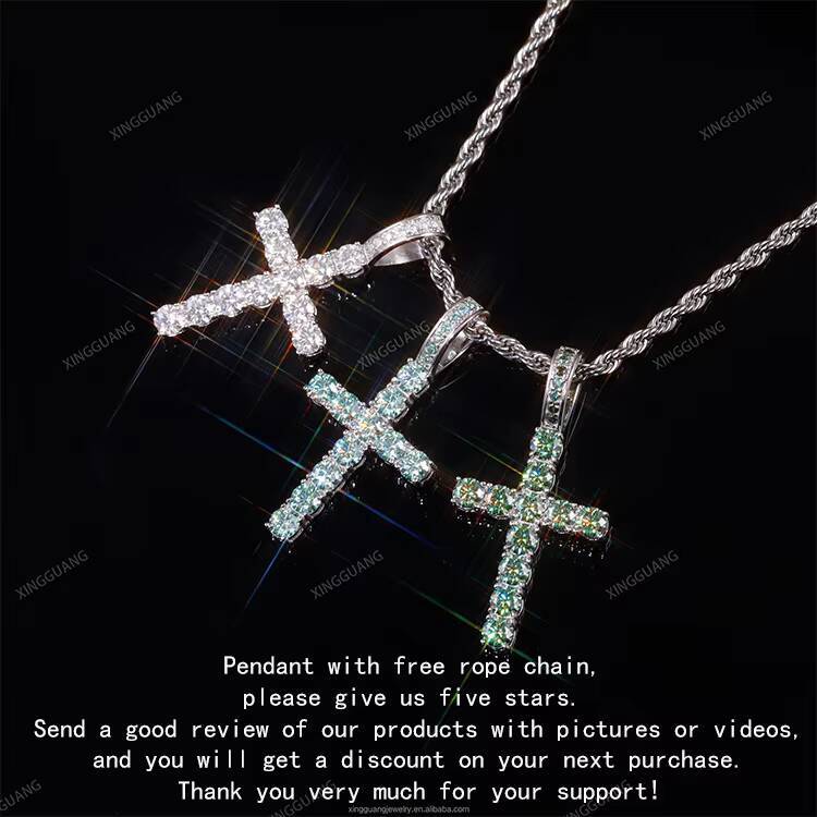 XG RTS 925 Silver Fine Jewelry Pendant for Men Women 18 K Gold Plated Moissanite Pendant Cross Diamond Pendant Custom