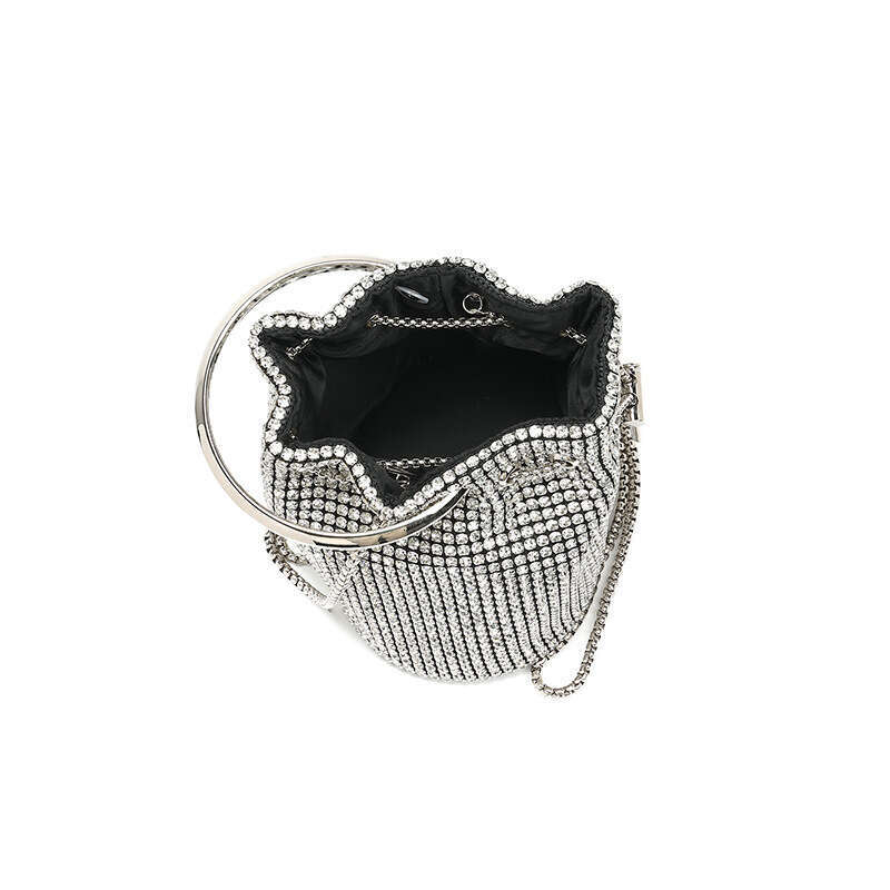 2025 Fashion Handbag for Women Versatile Handmade Rhinestone Chain Shoulder Mini Bucket Handheld Crossbody Bag