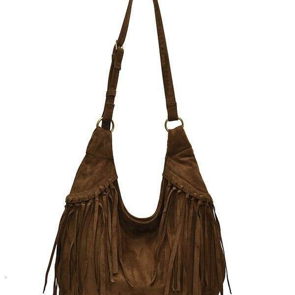 Tassel Large Capacity Tote Crescent Trendy Single Shoulder Women's Simple Crossbody Suede Dumpling Bag