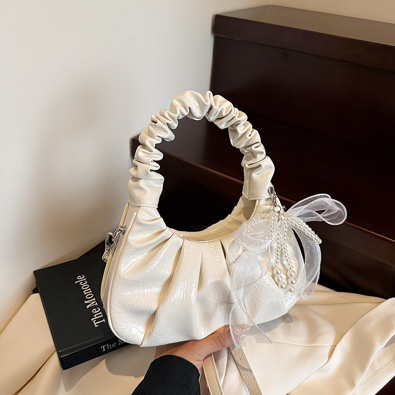 Summer new women's shoulder crossbody bag Korean style summer new candy colored pleated cloud bag Simple and elegant armpit bag New designer bag