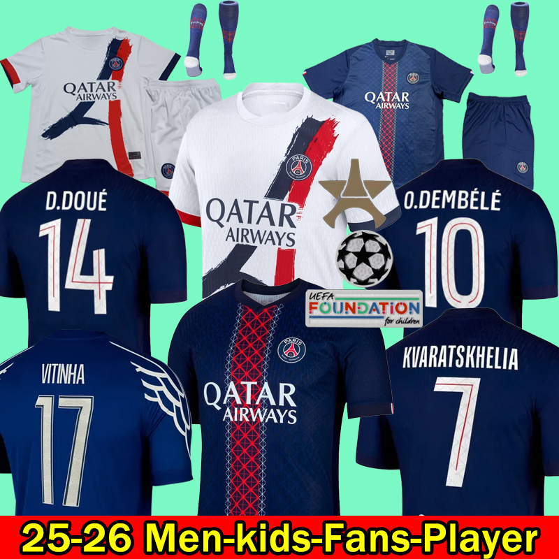NEW 25 26 Kvaratskhelia soccer jerseys 4th JOAO NEVES HAKIMI football shirt 2025 2026 hommes BARCOLA Zaire Emery O.Dembele PARIS Fourth PSGES Football Shirt Kids Kits