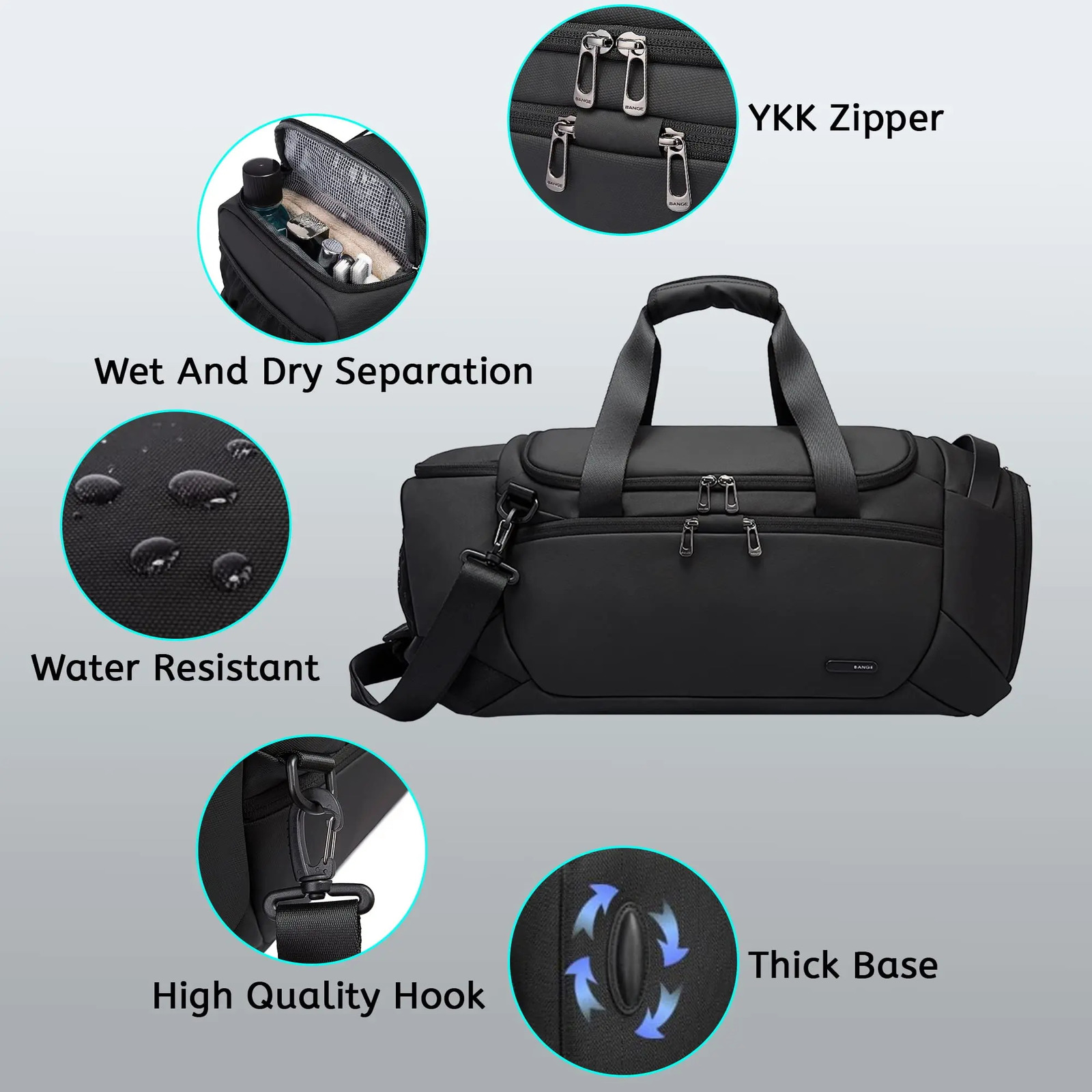 BANGE Sports Waterproof Duffel Bags With Shoe Compartment 21 Inch Gym Bag For Men With Wet and Dry Compartment Travel Bags Gym 250717