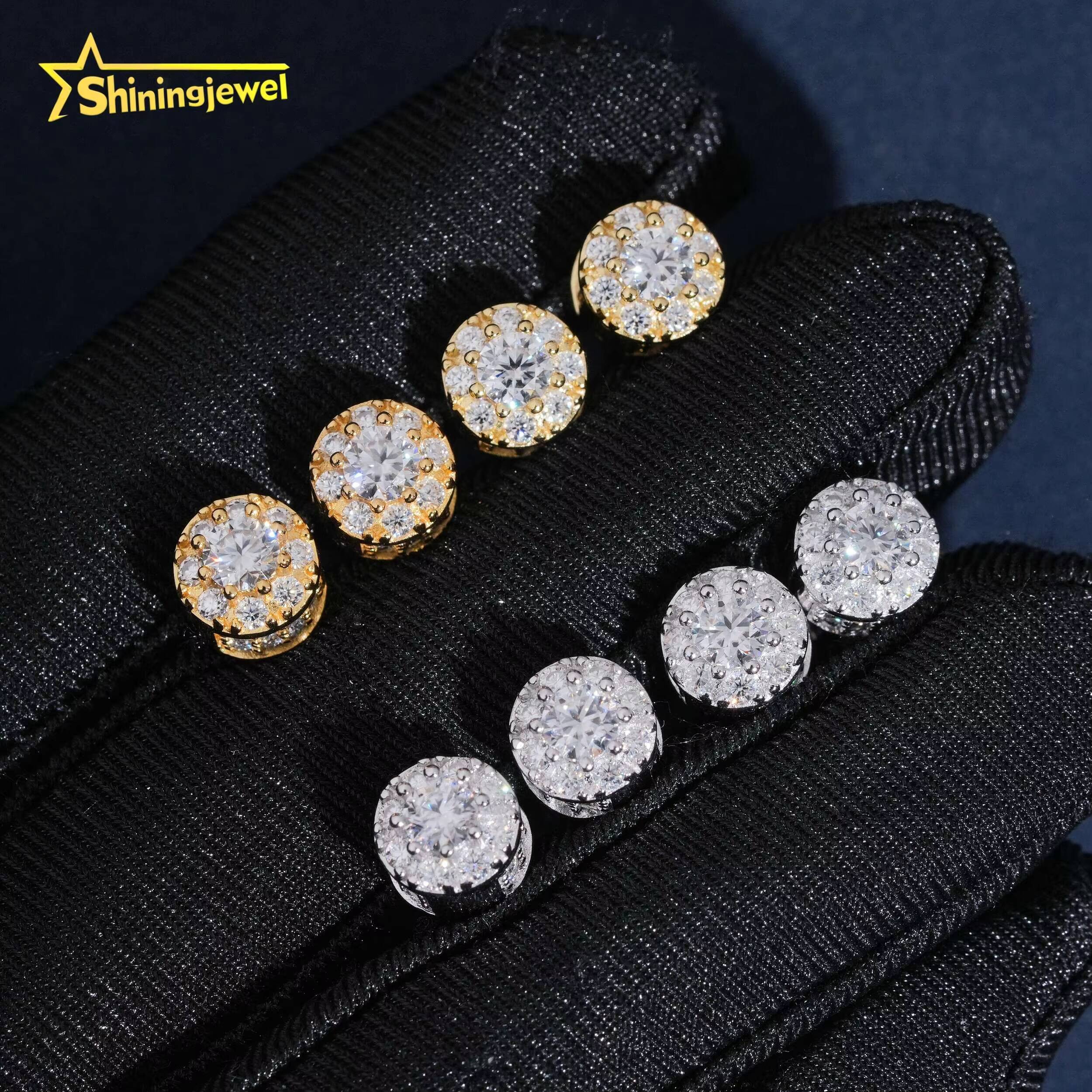 Fashion Earring Jewelry Men Iced Out Hip Hop Sterling Silver 925 Screw Back Setting Moissanite Diamond Stud Earrings Men