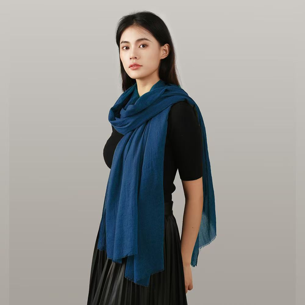 K1415 Solid color silk scarf long strip women's thin gauze scarf sun protection shawl outer wear new scarf accessories wholesale fashionable and 