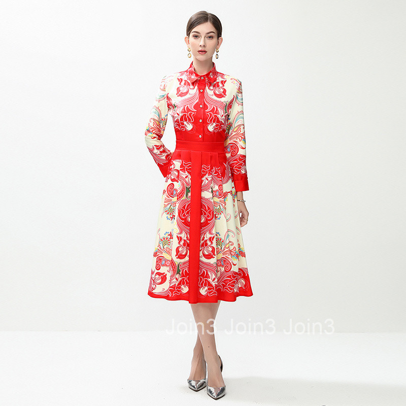 6088 Fashion Versatile Waist-Cinching Slimming Positioning Printed Dress