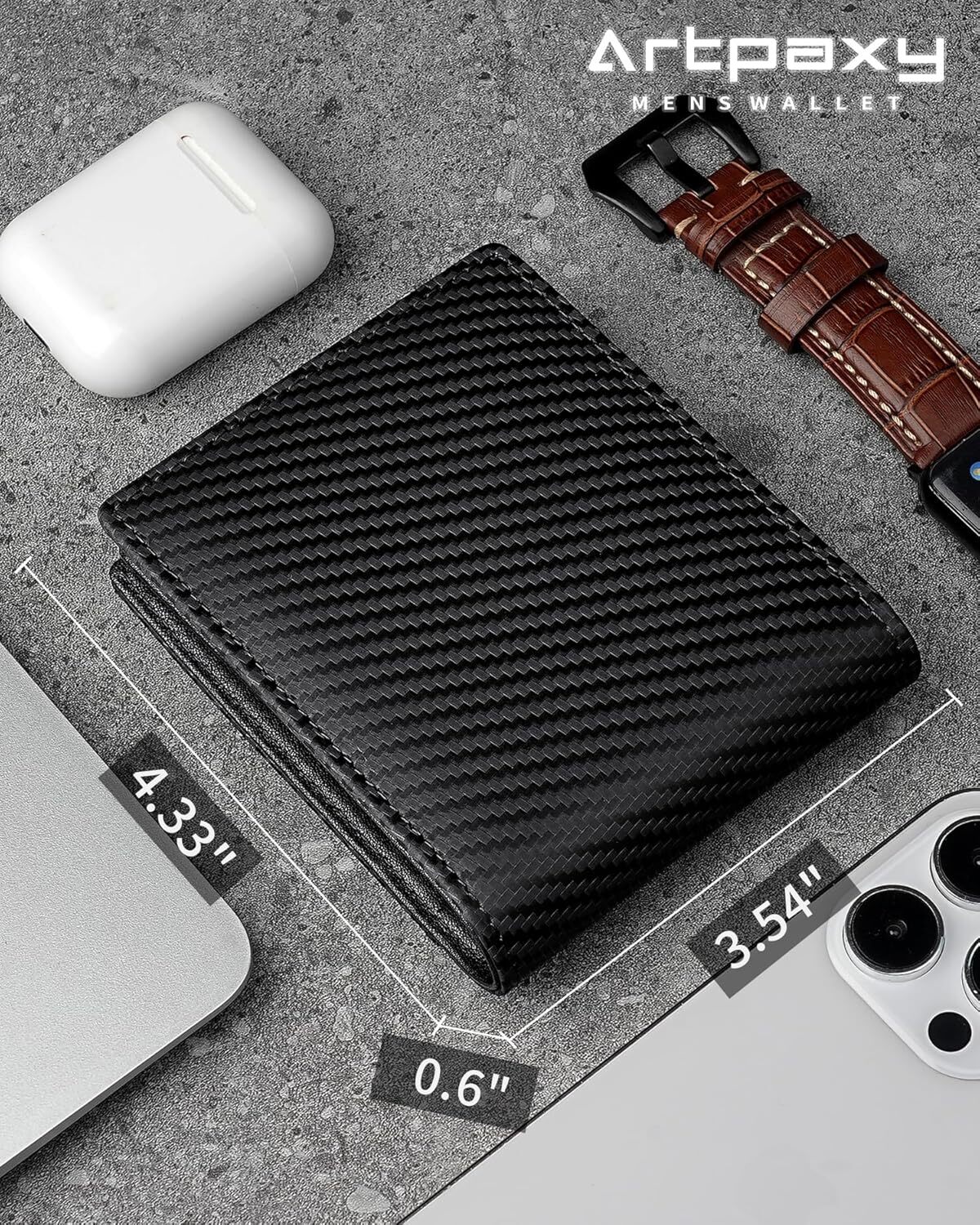 YMX 672 445 Artpaxy Mens Genuine Leather Bifold RFID Blocking Wallet for Men with ID Window 13 Card Holders 2 cash pockets 1 Gift Box